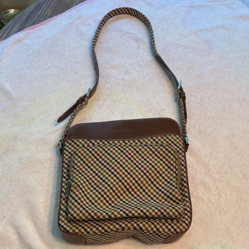 Vintage 1990’s Cole Haan Brown Checkered Crossbody Bag